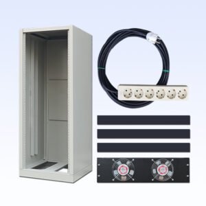Rack Kabinet Besi 30U-D + ACC Setting + Blower 2 Mata Untuk Instalasi Paging