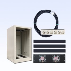 Rack Kabinet Besi 23U-D + ACC Setting + Blower 2 Mata Untuk Instalasi Paging