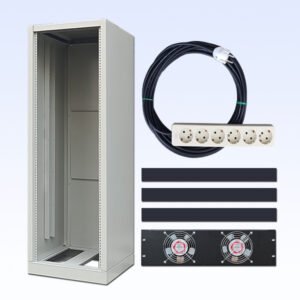 Rack Kabinet Besi 40U-D + ACC Setting + Blower 2 Mata Untuk Instalasi Paging
